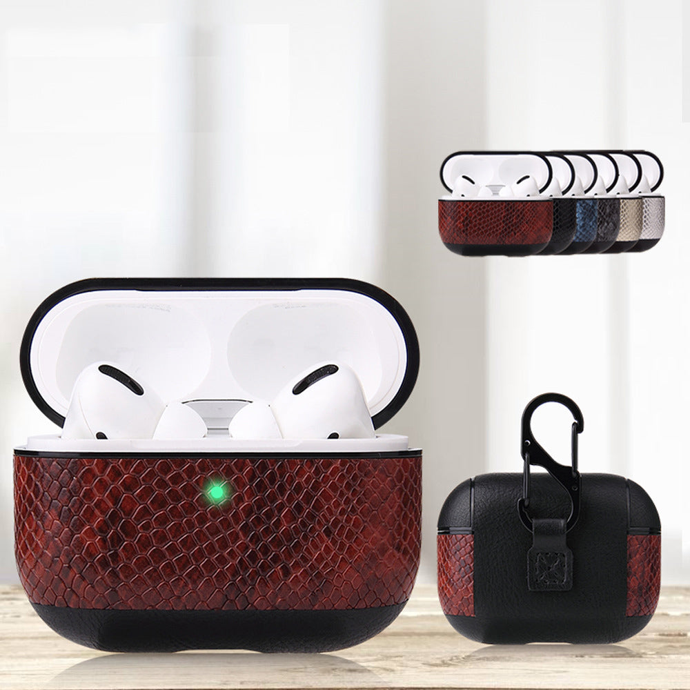 Coque de Protection Compatible Airpods Pro Style Cuire avec Mousqueton