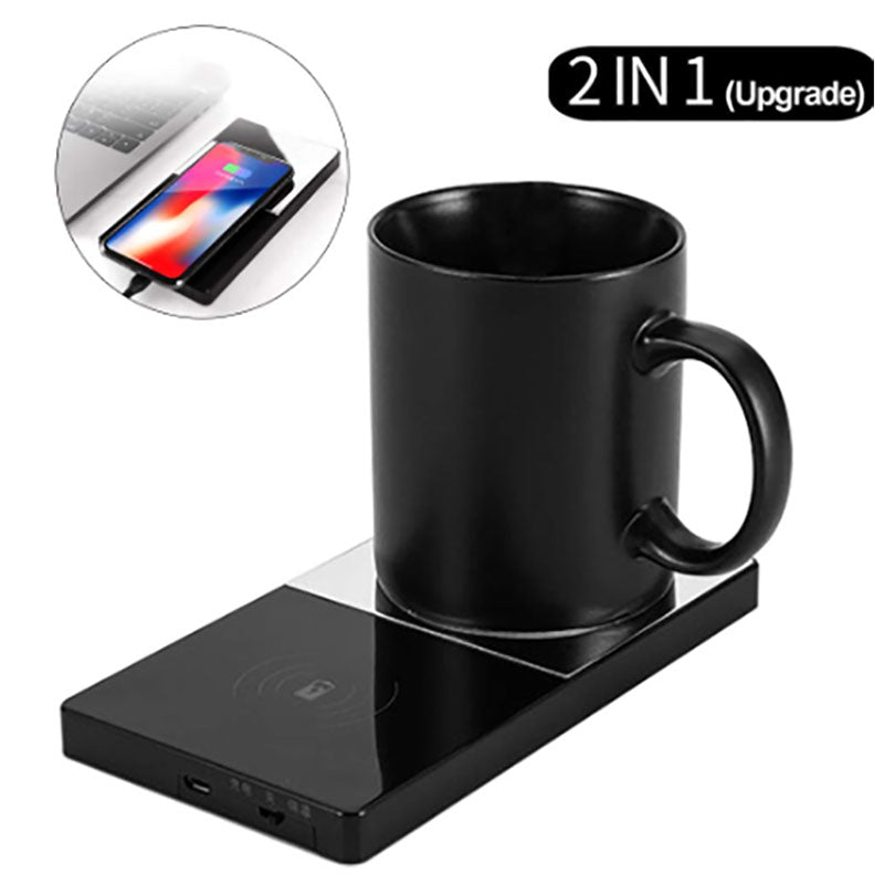 Chauffe tasse intelligente 2-1 avec chargeur sans fil smartphone