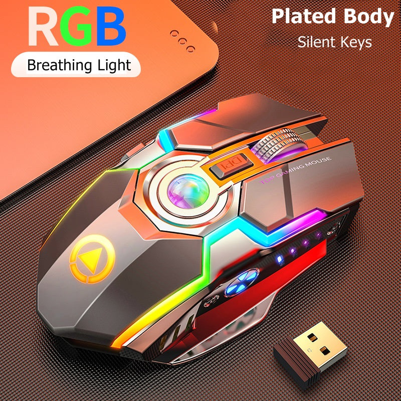 Souris Gaming Sans Fil RGB Rechargeable-Silencieuse
