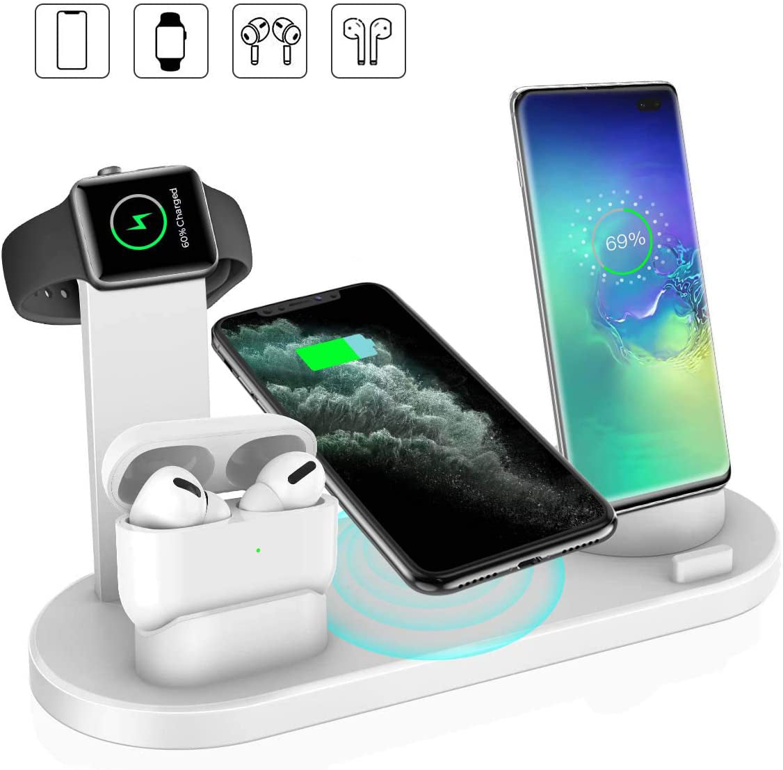 Station de Charge Sans Fil 4-en-1 pour smartphone